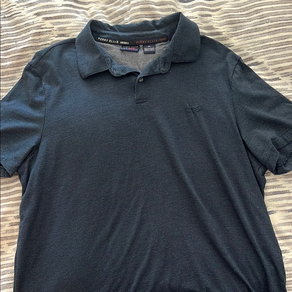 Perry Ellis Blue Polo Shirt Classic Design